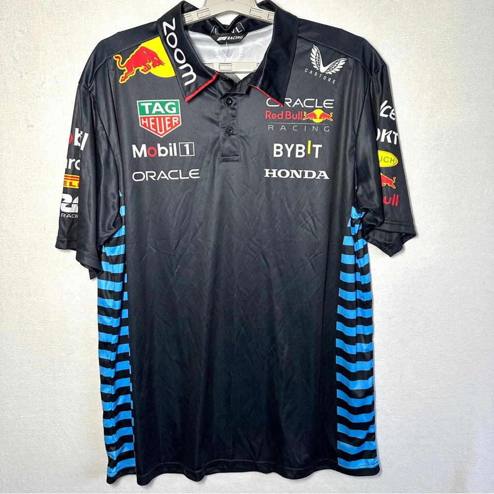 Castore F1 Racing Polo Shirt Men's 2XL Black Short Sleeve Red Bull Mobil 1 New